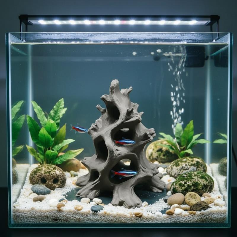 Aquarium Driftwood - ถ้ำปลาไม้ลอยน้ำแบบหลายรูซ่อนตัว ตกแต่งตู้ปลาเป็นมิตรกับสิ่งแวดล้อม เหมาะสำหรับกุ้ง ปลากัด และตู้ปลาขนาดเล็กในน้ำจืด