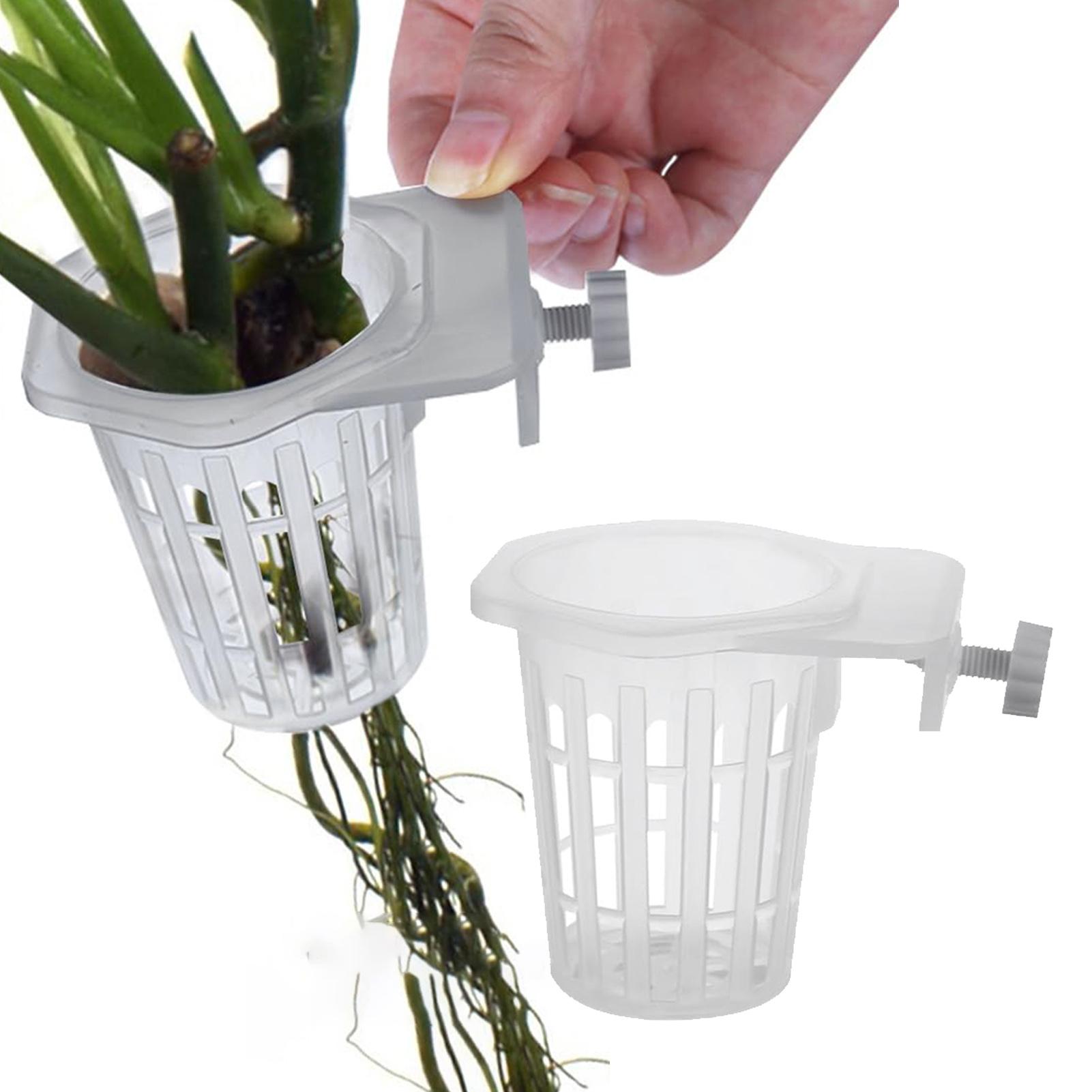 Aquarium Plant Holder - 2 ชิ้น ที่แขวนต้นไม้น้ำแบบมีรู สำหรับตกแต่งตู้ปลา ถ้วยปลูกต้นไม้น้ำ ถ้วยอะคริลิกสำหรับต้นไม้น้ำ