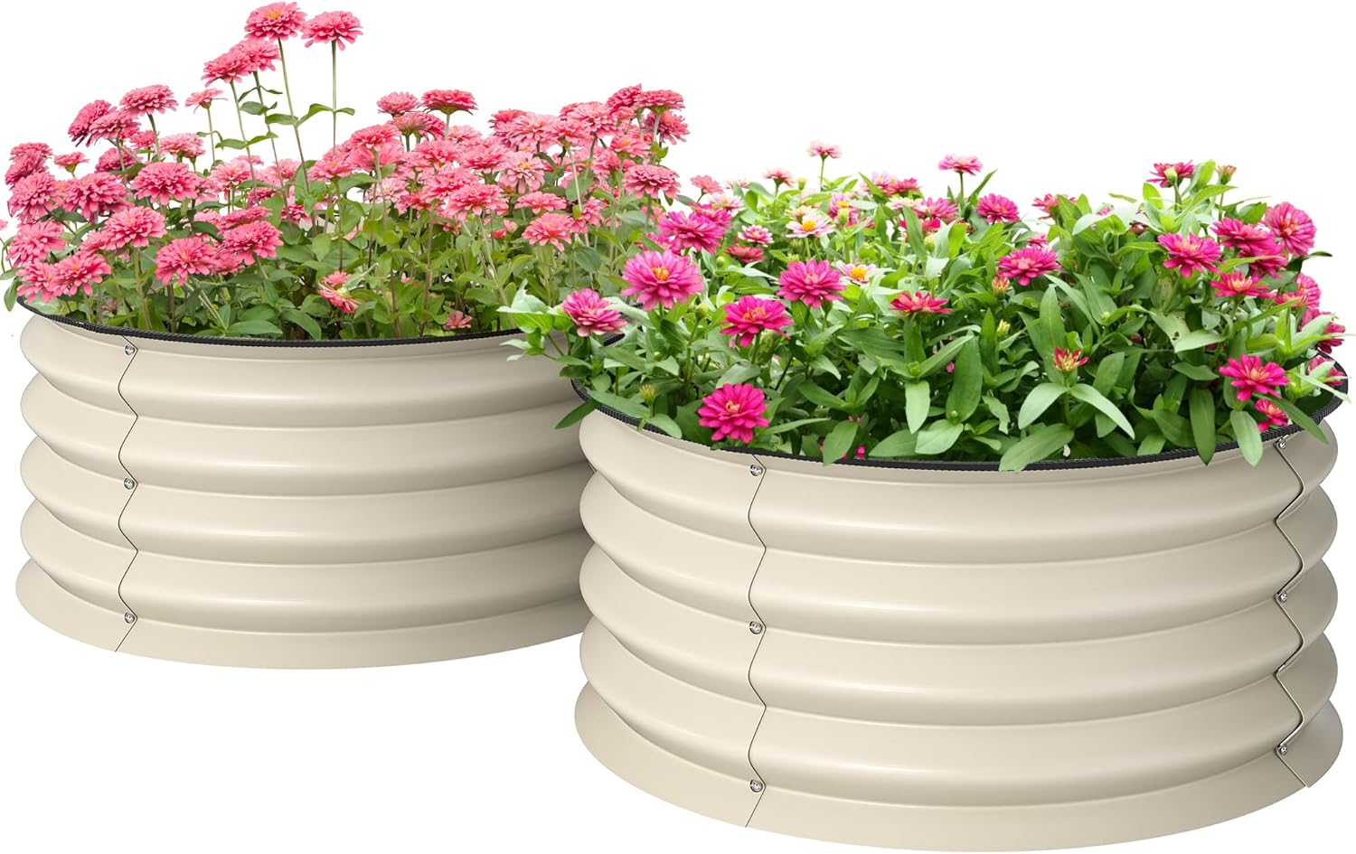 Planted Tank - ชุดแปลงปลูกผักยกพื้นแบบชุบสังกะสี 2 ชิ้น, กระถางปลูกสำหรับปลูกพืชกลางแจ้งพร้อมขอบนิรภัย, ถังปลูกแบบประกอบง่ายสำหรับปลูกดอกไม้ สมุนไพร