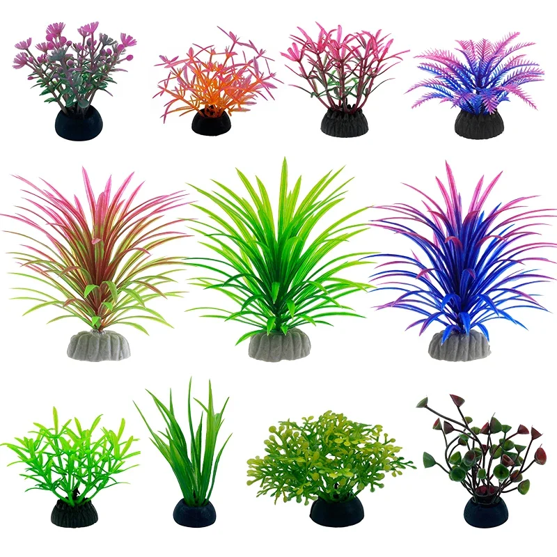 Live Plant Aquarium - PVC Aquarium ตกแต่งจําลองประดิษฐ์ใบพืชวัสดุป้องกันสิ่งแวดล้อม Aquarium อุปกรณ์ตกแต่ง