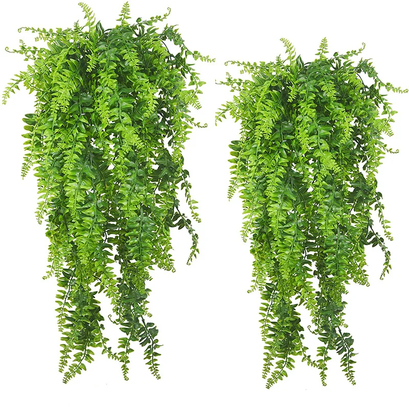 Aquarium Moss - 90 ซม.ประดิษฐ์ VINE ตกแต่งบ้านแขวนพลาสติก Leaf Grass
