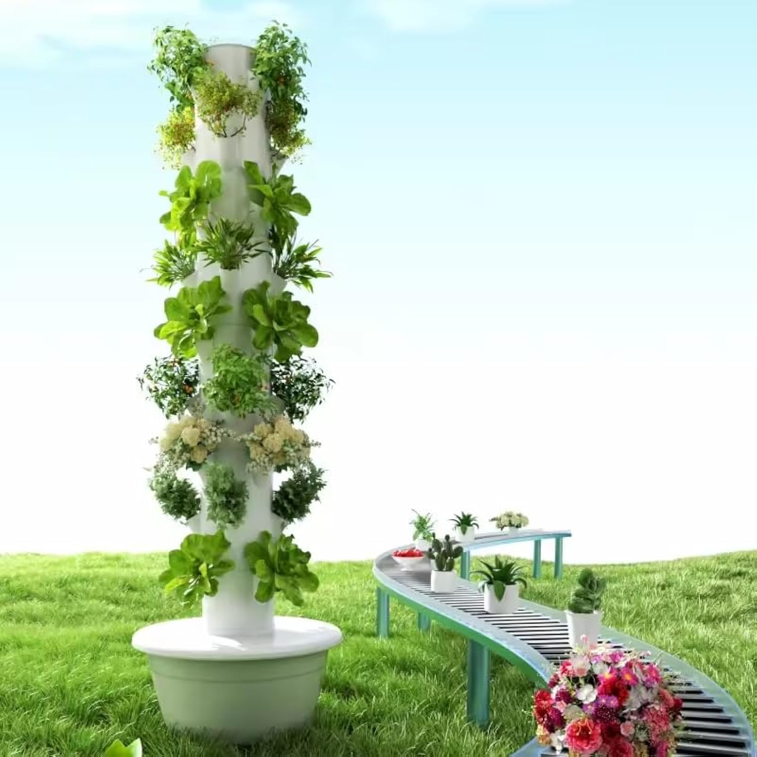 Planted Tank - หอปลูกพืชไฮโดรโปนิกส์แนวตั้งแบบแอโรโปนิกส์ สำหรับผลไม้และผัก 9 ชั้น 36 กระถาง