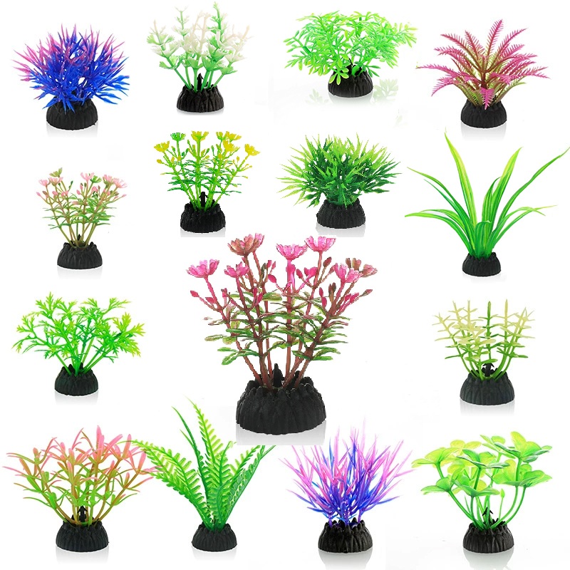 Aquarium Plant Substrate - จําลองพืชประดิษฐ์ PVC ใต้น้ําวัชพืชดอกไม้หญ้า Aquarium อุปกรณ์ตกแต่งถังปลาภูมิทัศน์เครื่องประดับ