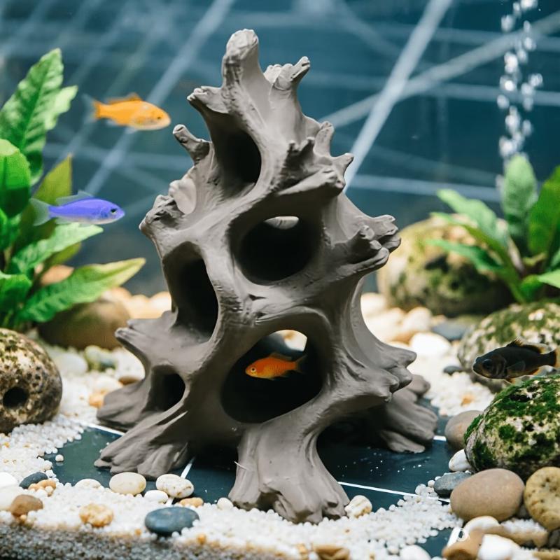 ถ้ำปลาไม้ลอยน้ำแบบหลายรูซ่อนตั - Aquarium Driftwood บทวิจารณ์และราคา